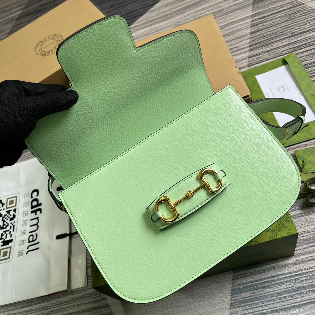 MINI SAC 25 GG HORSEBIT 1955 EN CUIR DE VEAU VERT CLAIR
