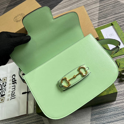 MINI SAC 25 GG HORSEBIT 1955 EN CUIR DE VEAU VERT CLAIR