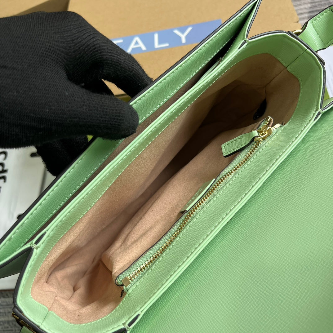 MINI SAC 25 GG HORSEBIT 1955 EN CUIR DE VEAU VERT CLAIR