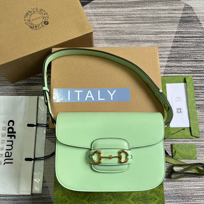 MINI SAC 25 GG HORSEBIT 1955 EN CUIR DE VEAU VERT CLAIR