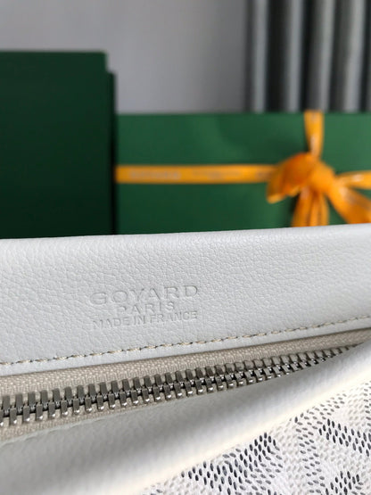 CONTI POUCH 24 EN CUIR D'AGNEAU BLANC ET TOILE GOYARDINE