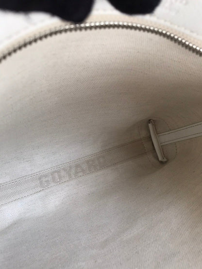 CONTI POUCH 24 EN CUIR D'AGNEAU BLANC ET TOILE GOYARDINE