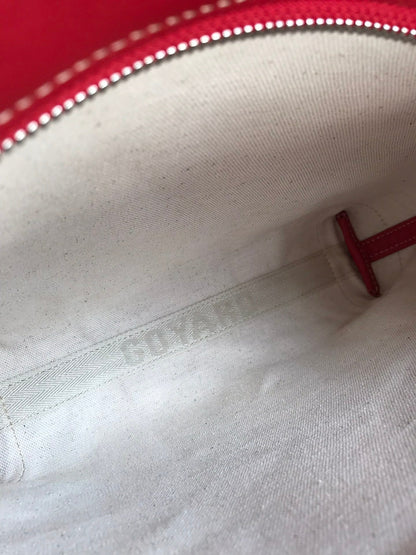 CONTI POUCH 24 EN CUIR D'AGNEAU ROUGE CLASSIQUE ET TOILE GOYARDINE