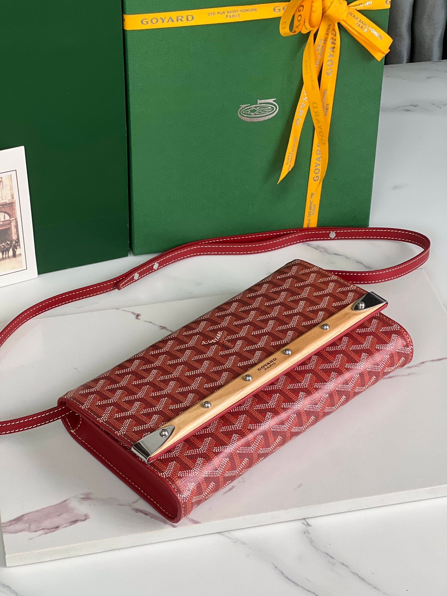 POCHETTE MONTE-CARLO PM 25 EN TOILE GOYARDINE ROUGE CLASSIQUE