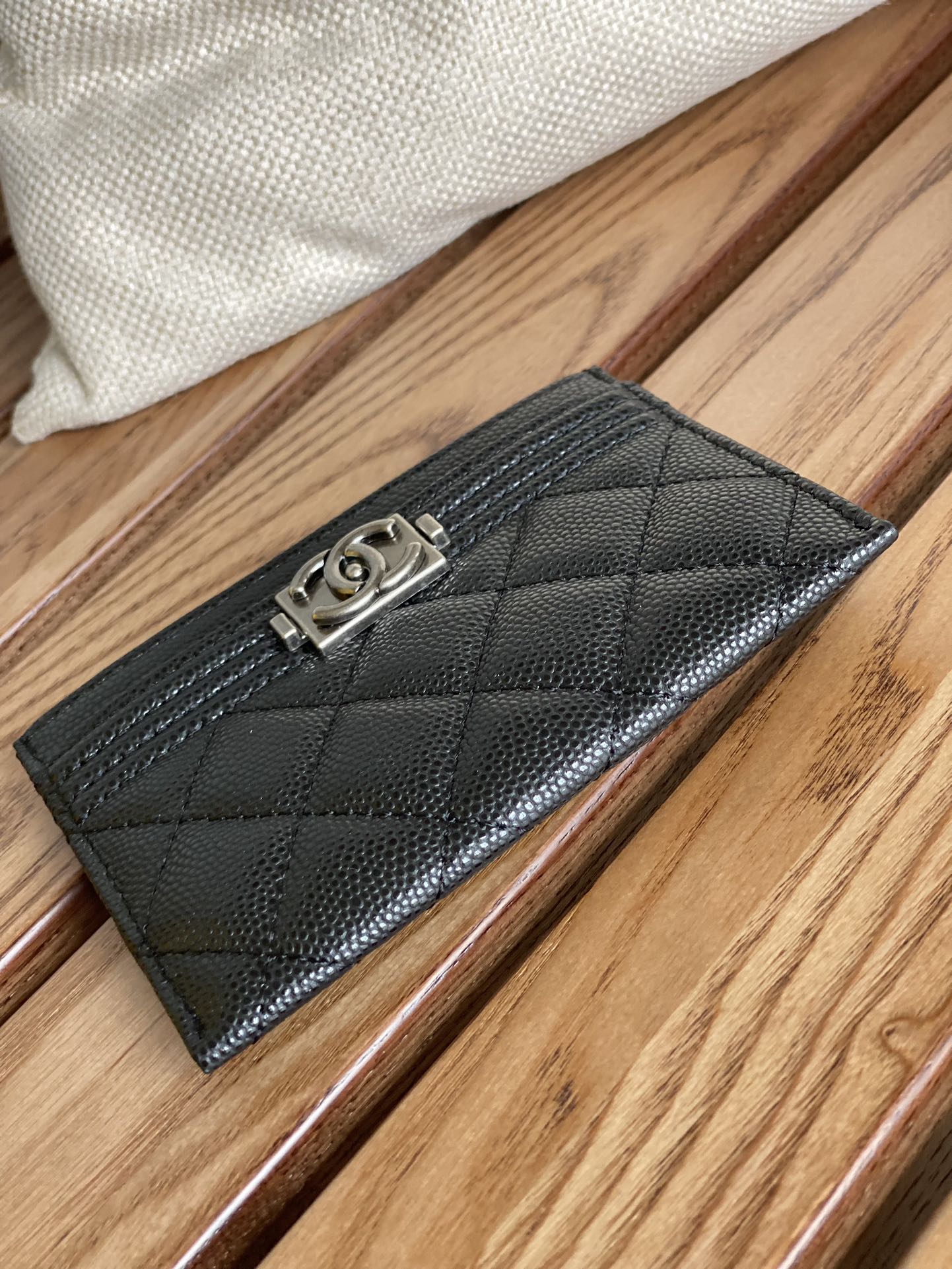 CCボーイ 11cm カードホルダー ブラックキャビア シルバー金具