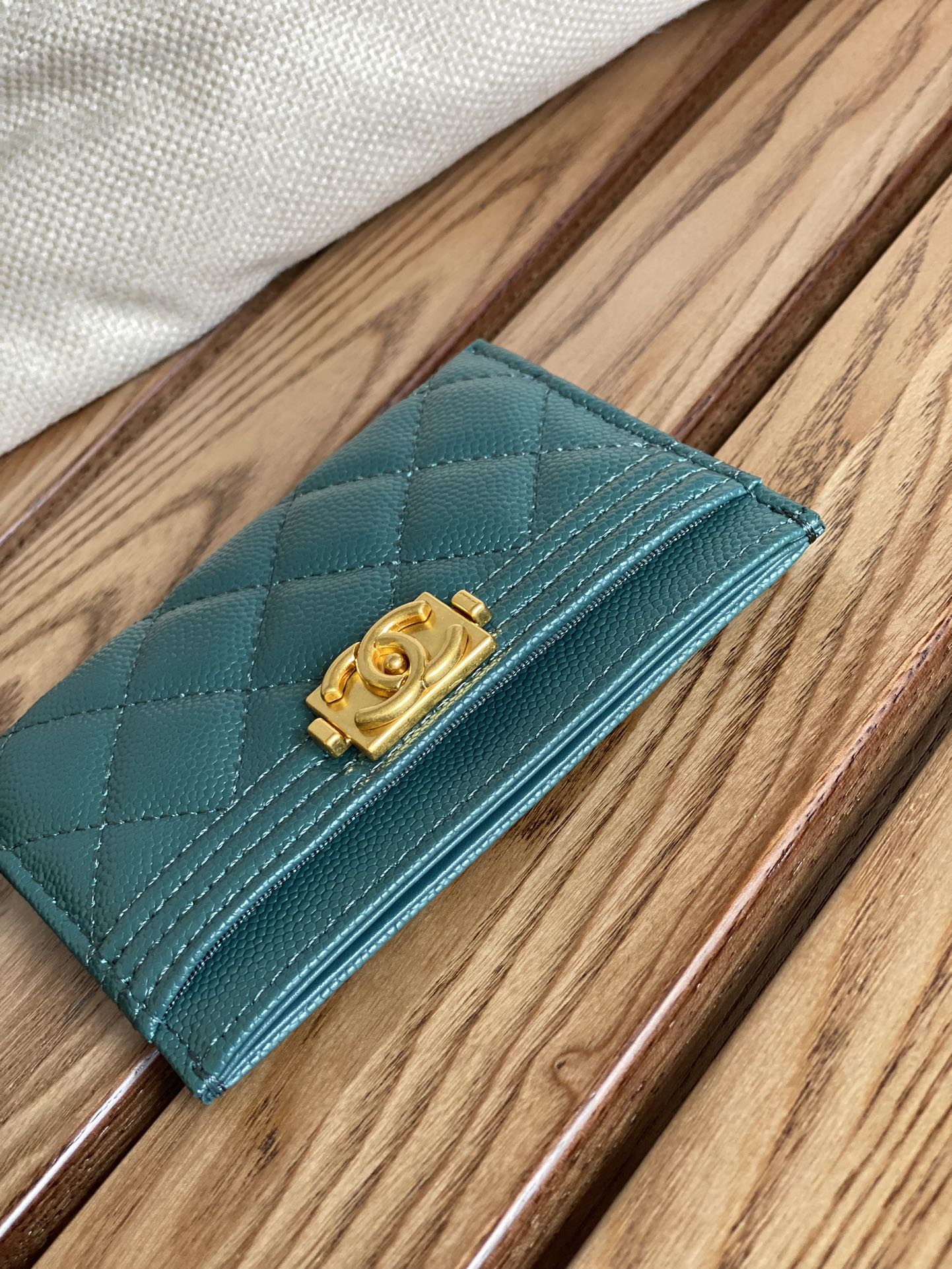 CCボーイ 11cmカードホルダー ダークグリーン キャビアゴールド金具
