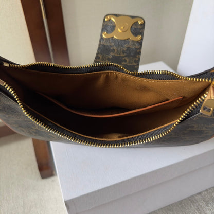 Sac Céline Ava 23 cm Triomphe Canvas Cuir de veau marron