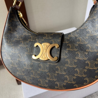 Sac Céline Ava 23 cm Triomphe Canvas Cuir de veau marron