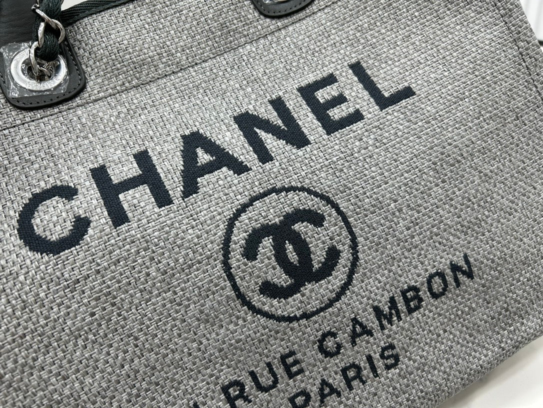 Sac CC Deauville en tweed, cuir vert foncé, accessoires dorés, 18