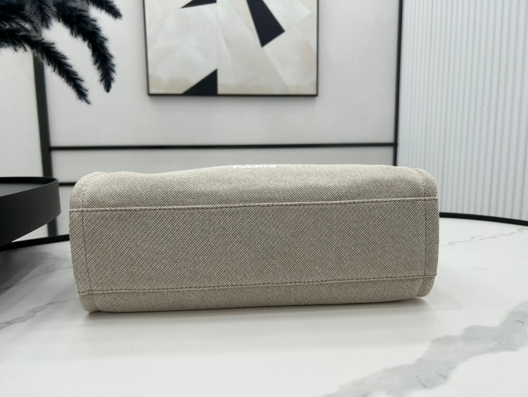 Sac CC Deauville Tweed 33x24x14,5cm Cuir Blanc Ferrures Dorées 30