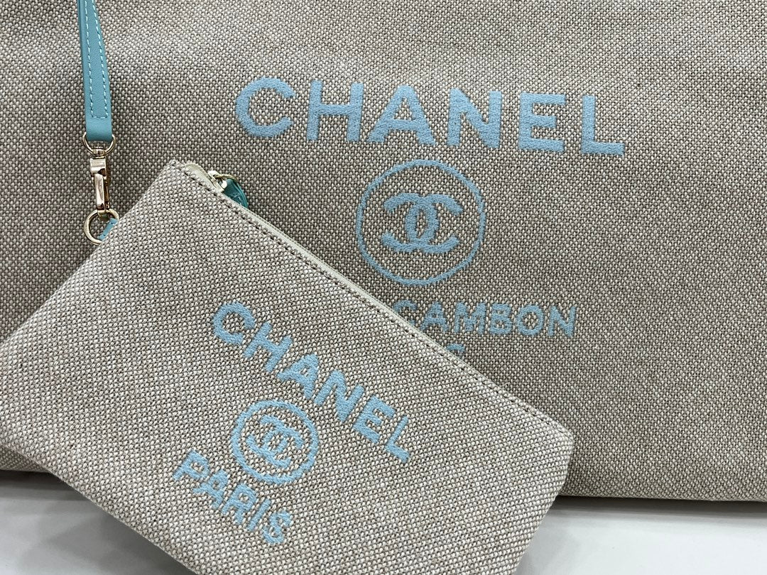 CC ドーヴィル ツイードバッグ ブルースカイレザー ゴールド金具 31