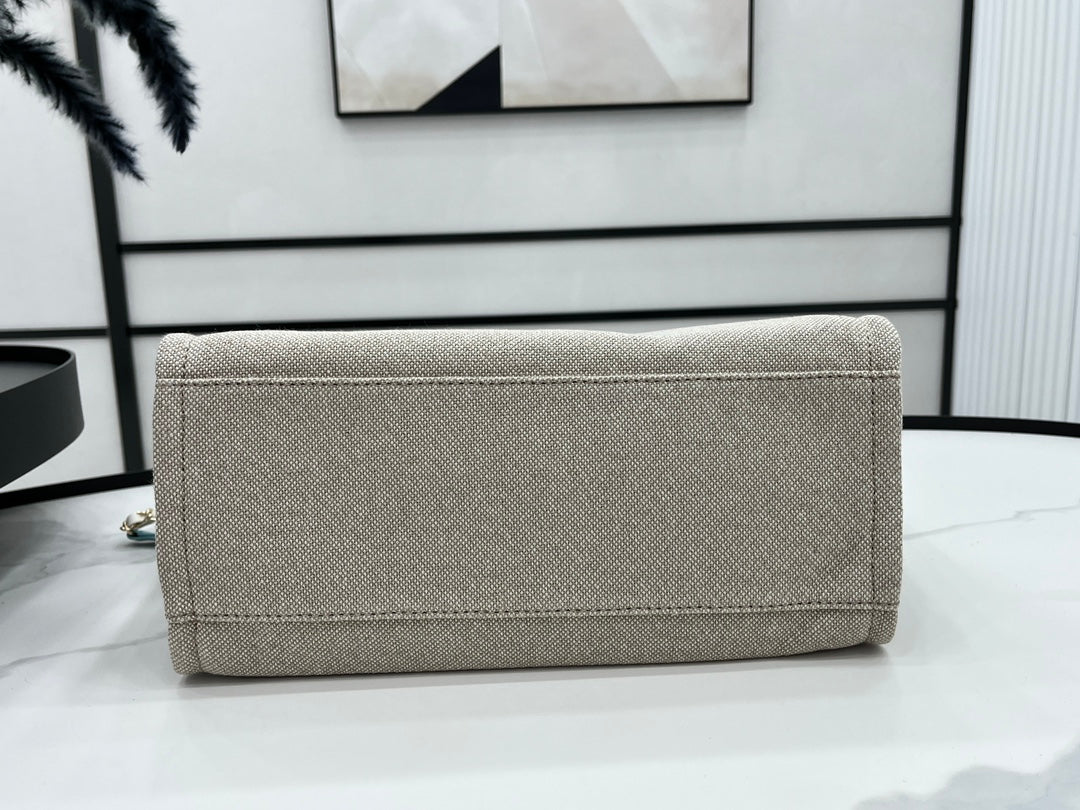 CC ドーヴィル ツイードバッグ 33x26x15.5cm ブルースカイレザー ゴールド金具 32