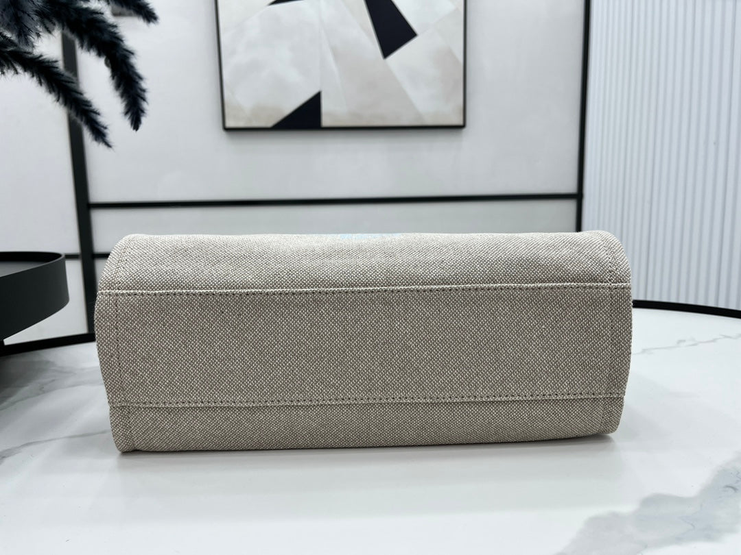 CC ドーヴィル ツイードバッグ 33x24x14.5cm ブルースカイレザー ゴールド金具 33