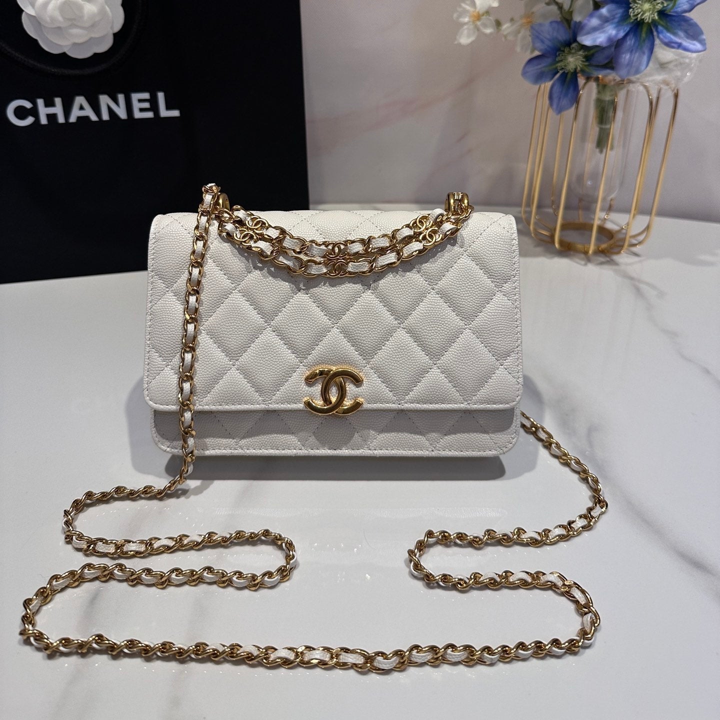 CC 24K Woc 19cm クリームグレインカーフスキン ゴールド金具