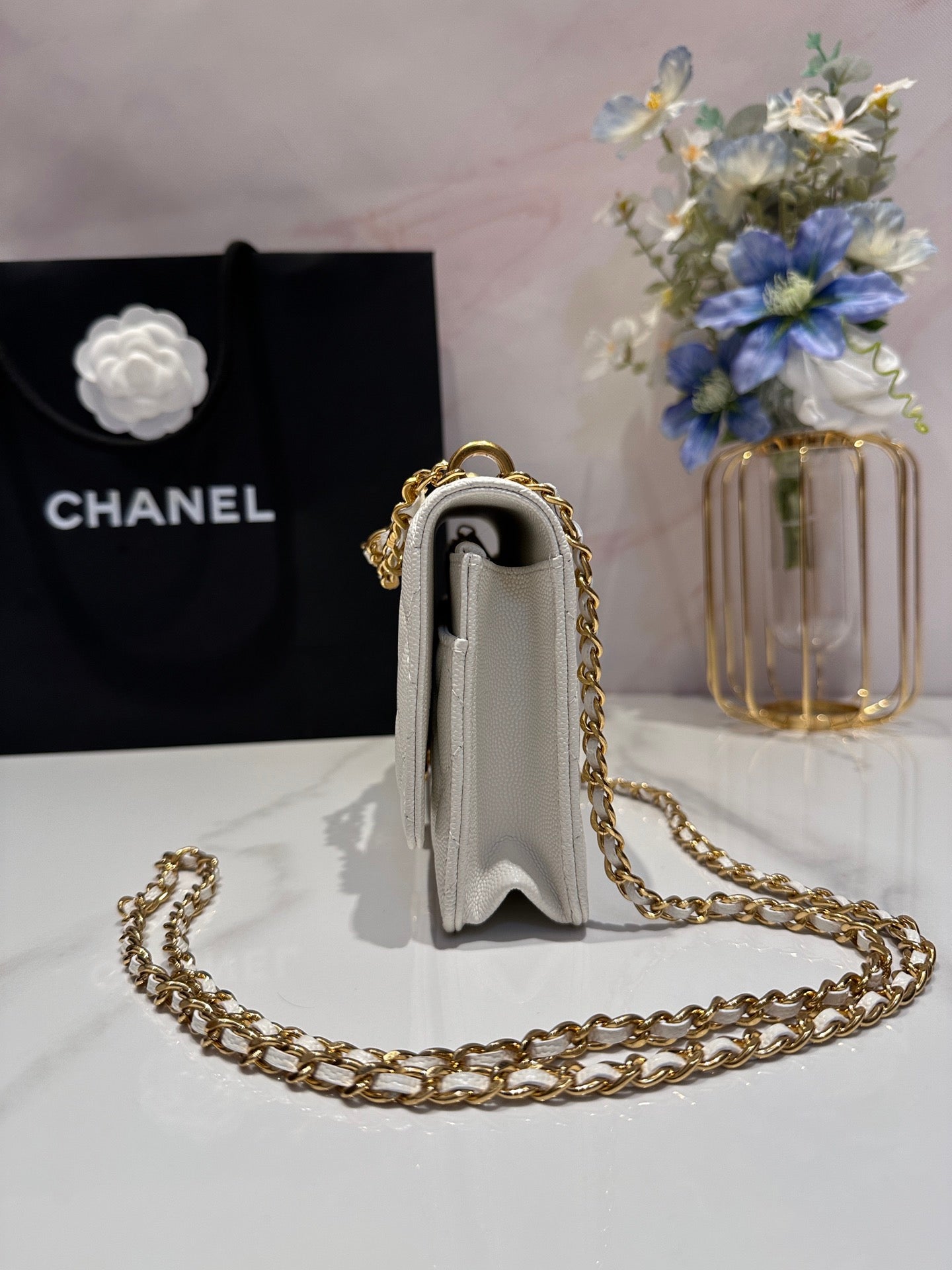 CC 24K Woc 19cm クリームグレインカーフスキン ゴールド金具