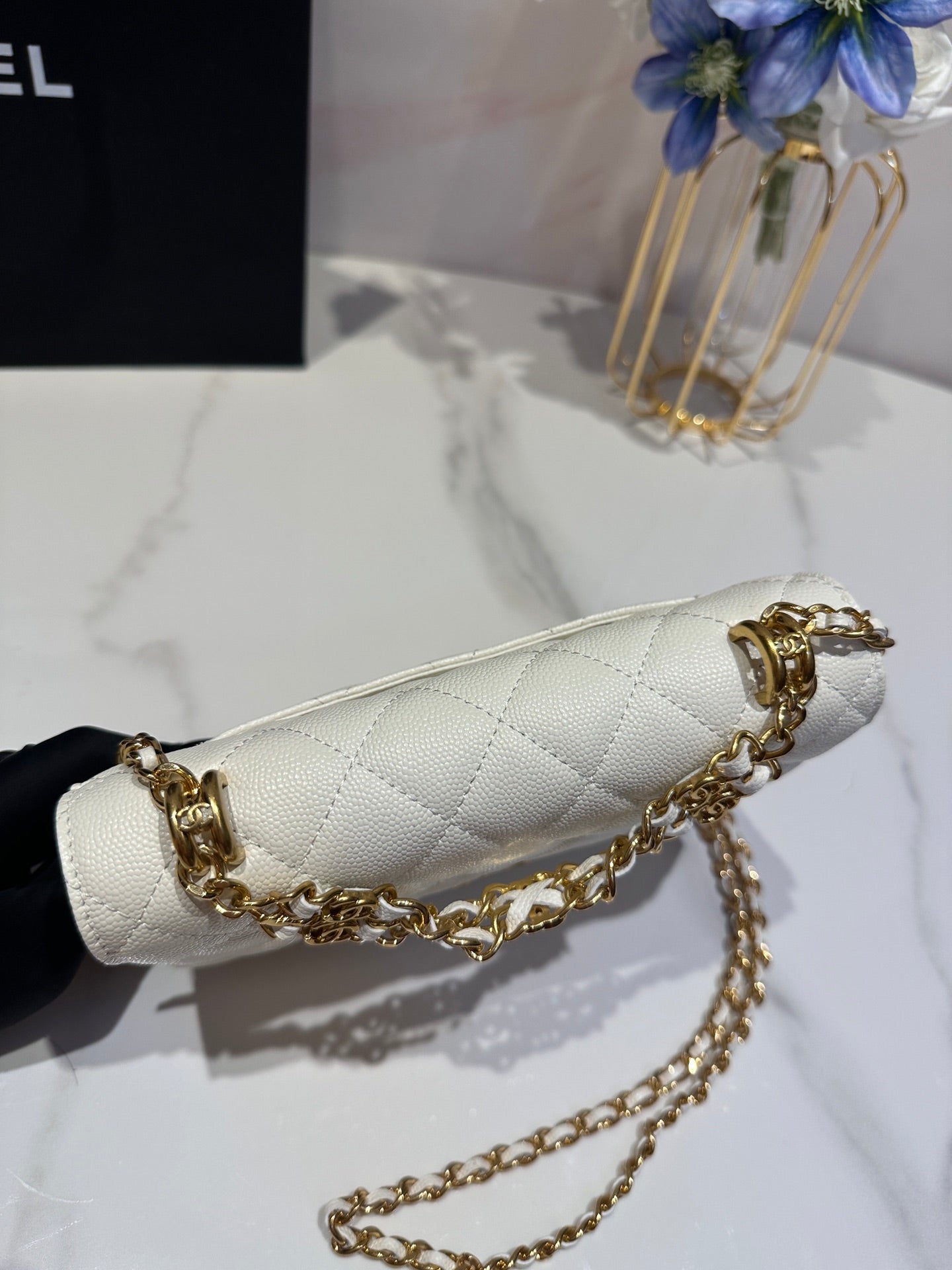 CC 24K Woc 19cm クリームグレインカーフスキン ゴールド金具