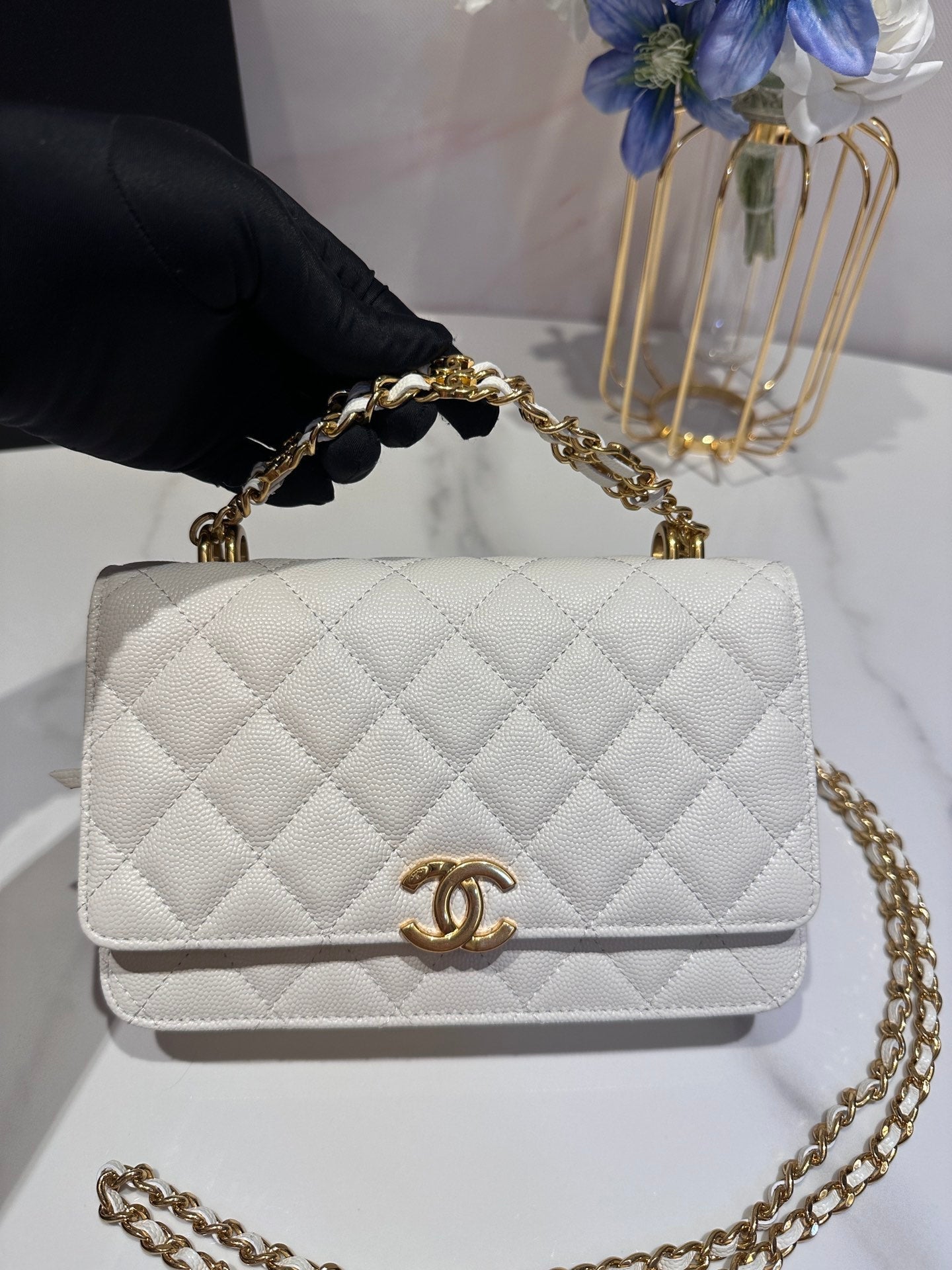 CC 24K Woc 19cm クリームグレインカーフスキン ゴールド金具
