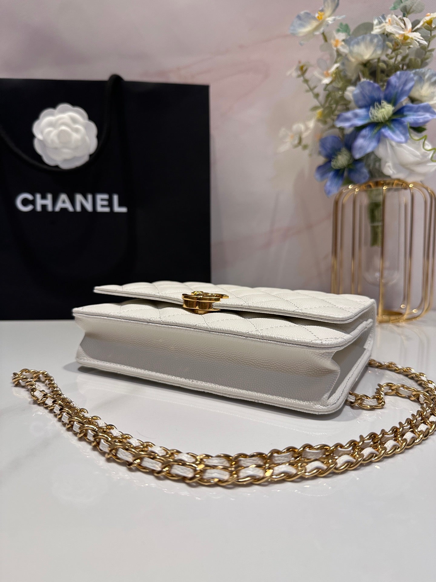 CC 24K Woc 19cm クリームグレインカーフスキン ゴールド金具