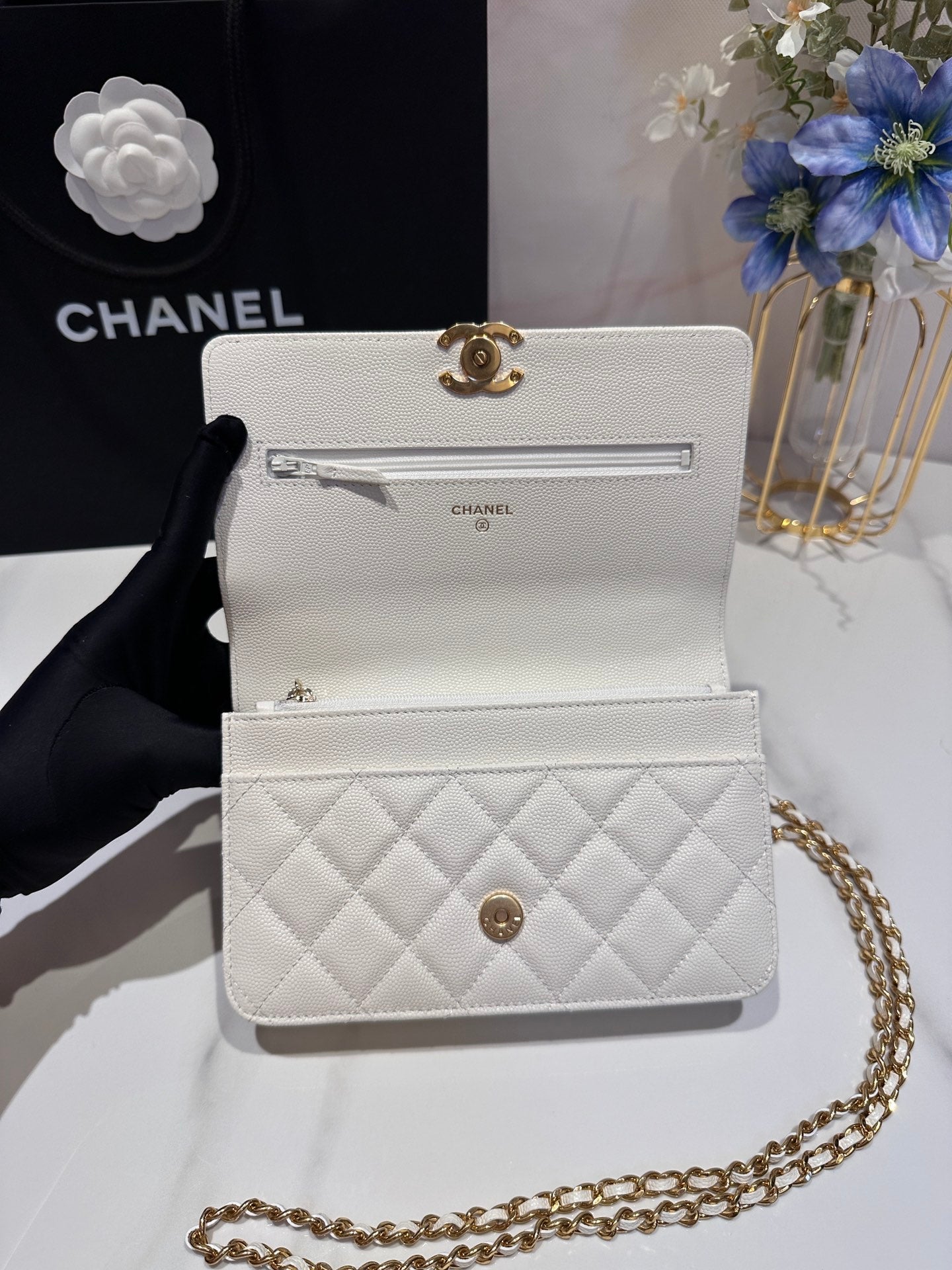 CC 24K Woc 19cm クリームグレインカーフスキン ゴールド金具