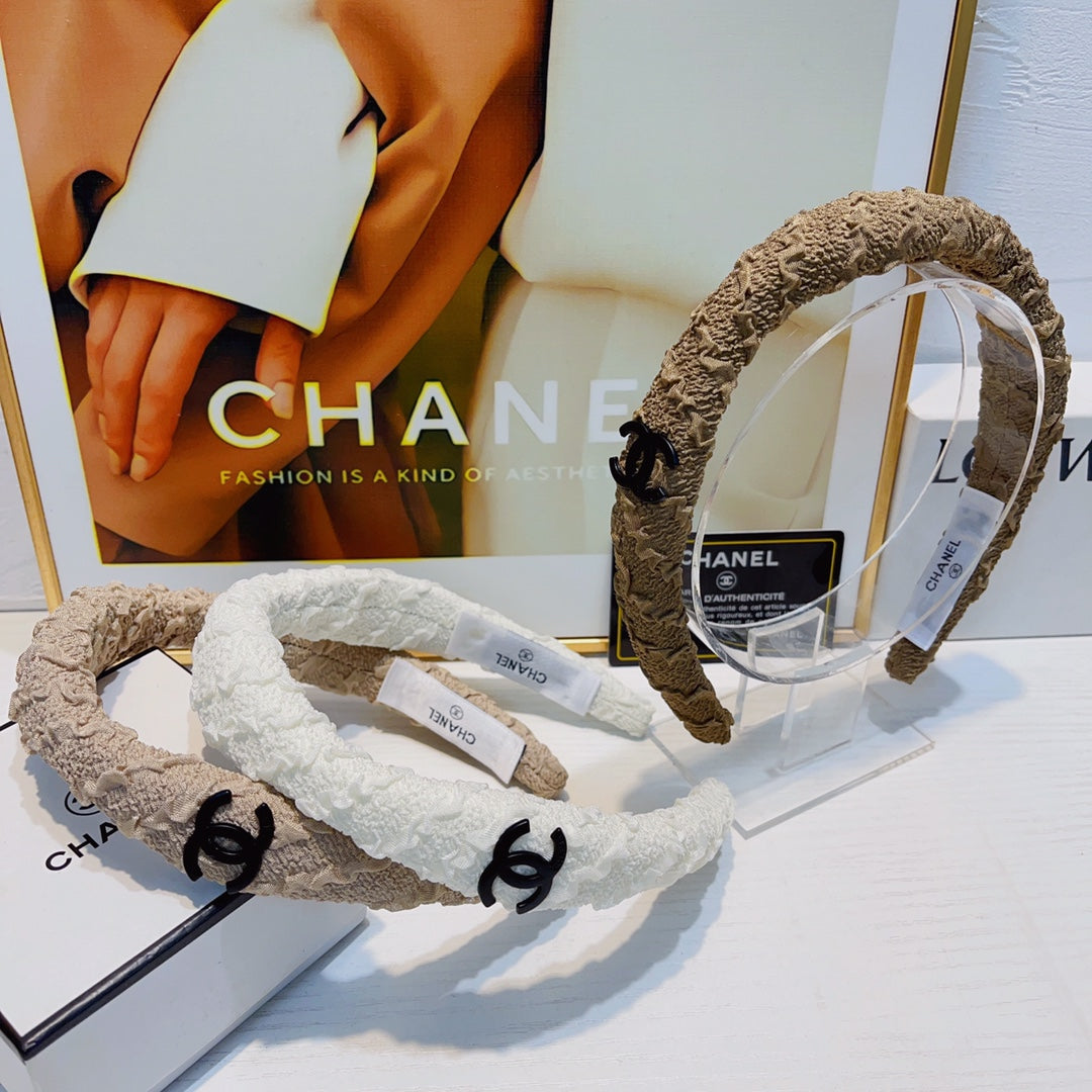 BANDEAU EN TISSU FROISSÉ BEIGE TAN 925629