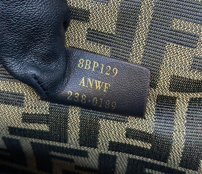 FENDI 26 FIRST SMALL EN CUIR DE VEAU BLANC MÉLANGÉ MARRON BRUN AVEC ACCESSOIRES ARGENTÉS