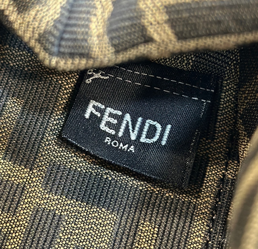 FENDI 26 FIRST SMALL EN CUIR DE VEAU BLANC MÉLANGÉ MARRON BRUN AVEC ACCESSOIRES ARGENTÉS