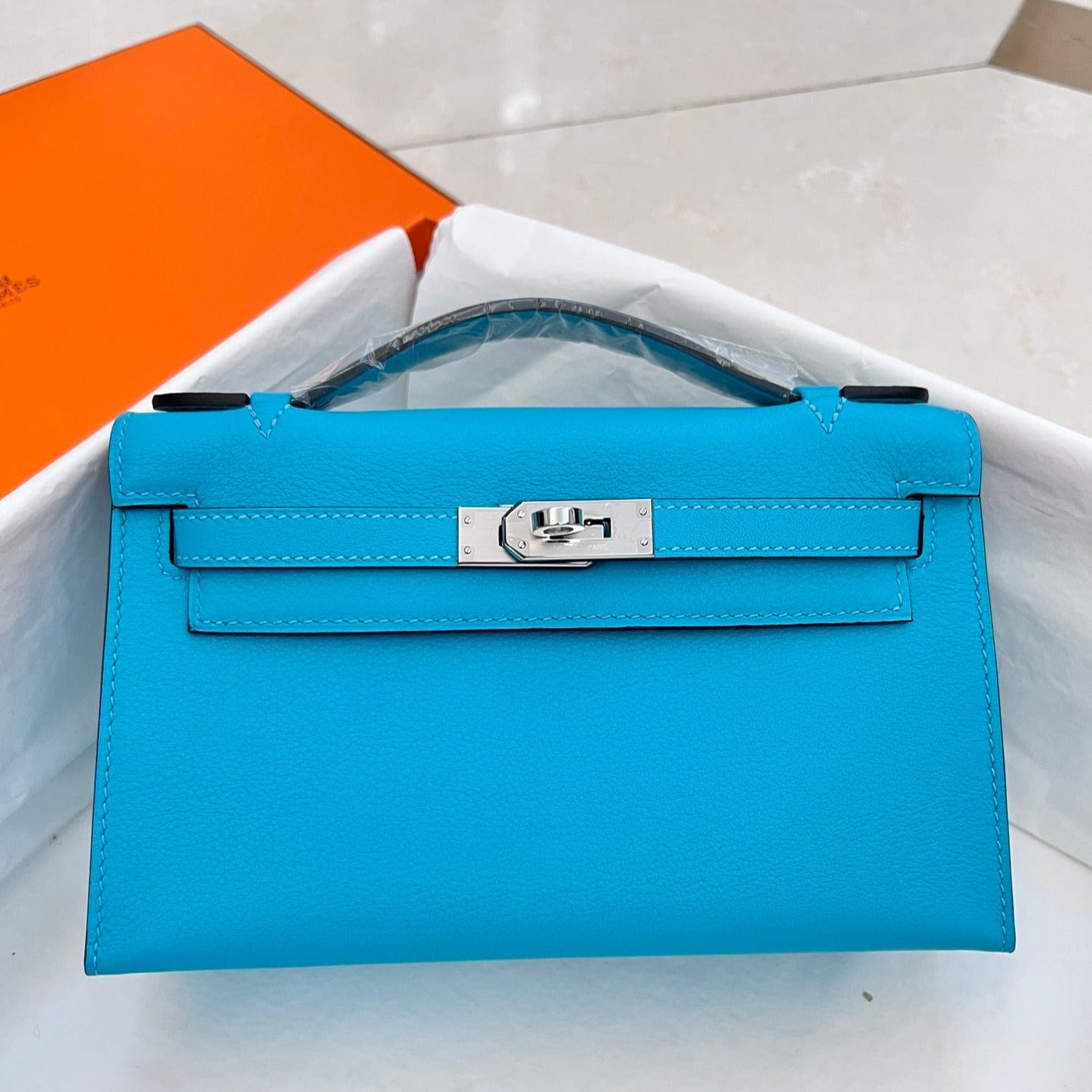 Pochette HM Kelly 22 cm Cerulean Swift, matériel argenté