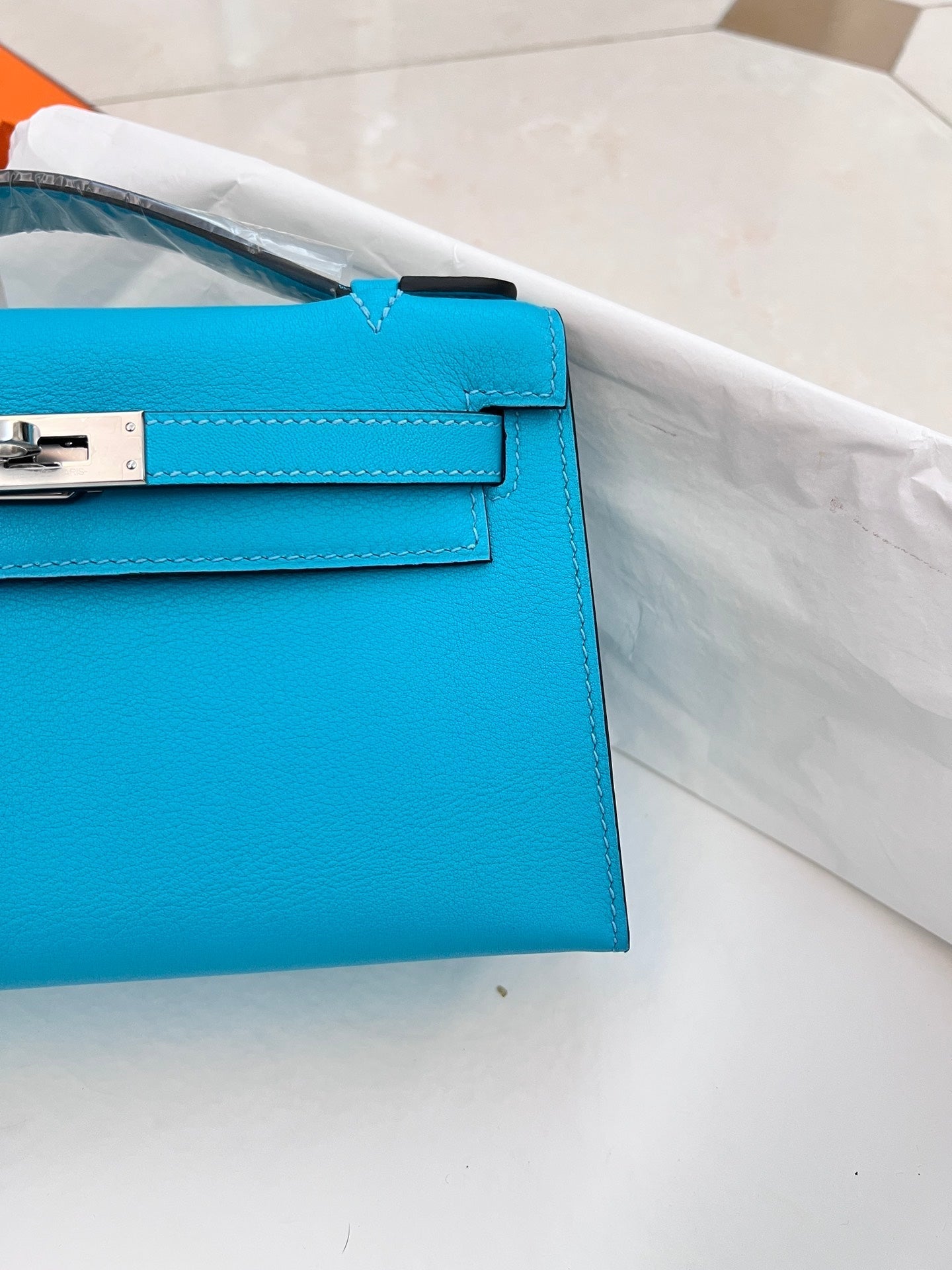 Pochette HM Kelly 22 cm Cerulean Swift, matériel argenté