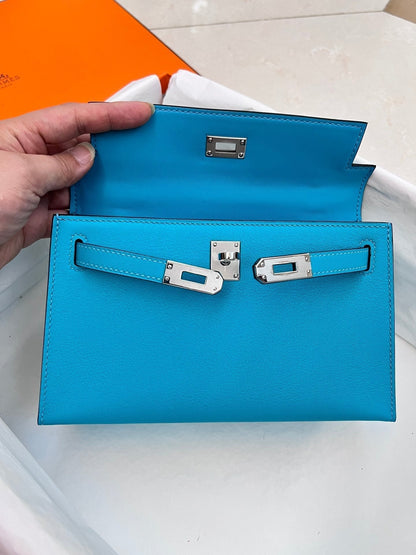 Pochette HM Kelly 22 cm Cerulean Swift, matériel argenté