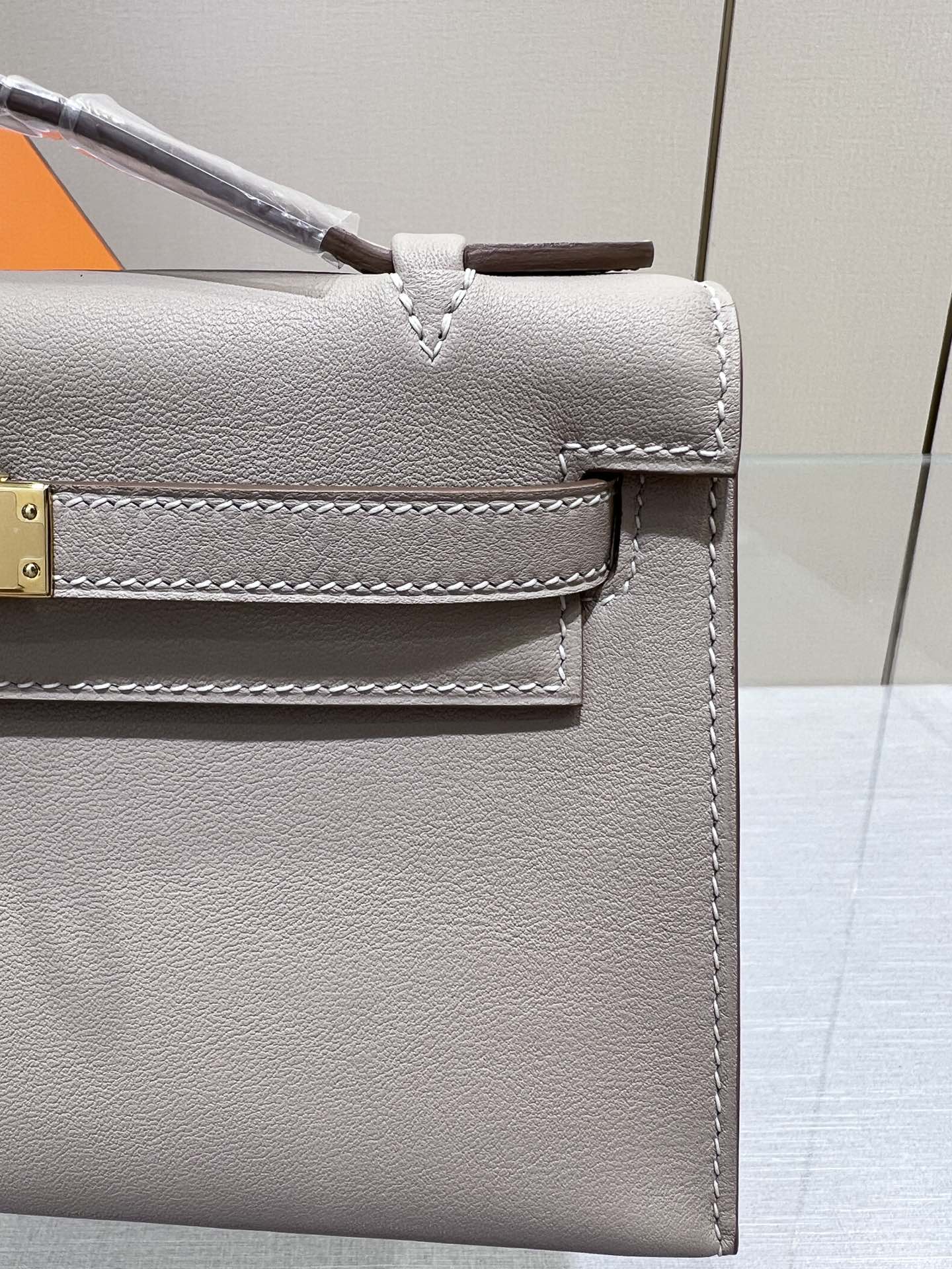 HM ケリー ポシェット 22cm グレー スイフト ゴールド金具