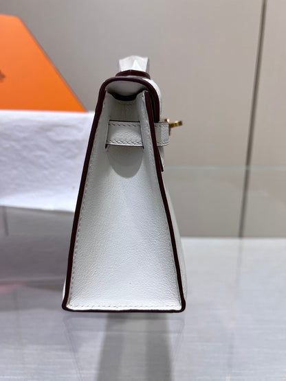 HM ケリー ポシェット 22cm ホワイト スイフト ゴールド金具