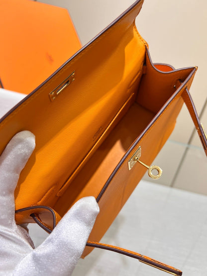 HM ケリー ポシェット 22cm オレンジ スイフト ゴールド金具
