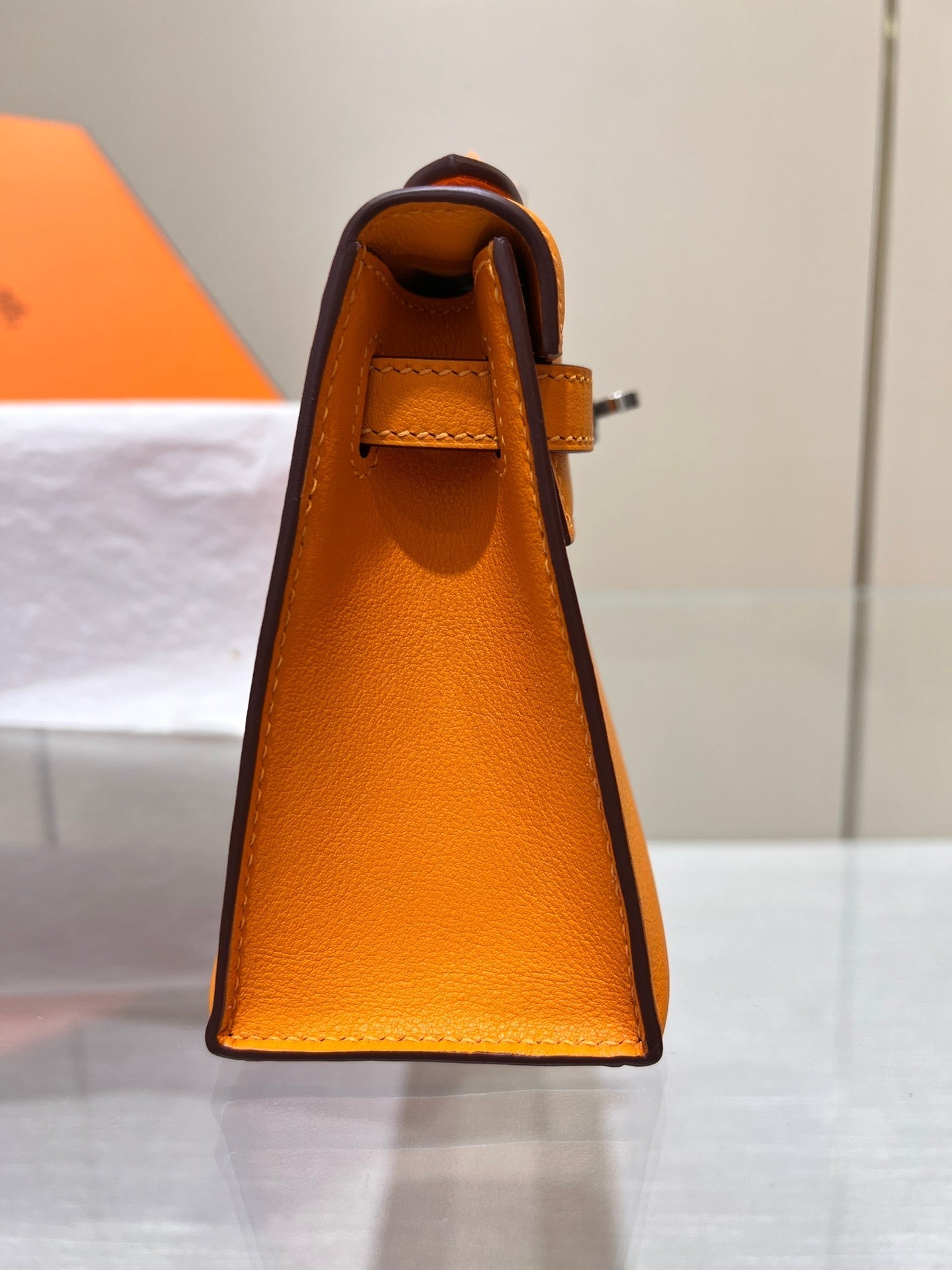 HM ケリー ポシェット 22cm オレンジ スイフト シルバー金具