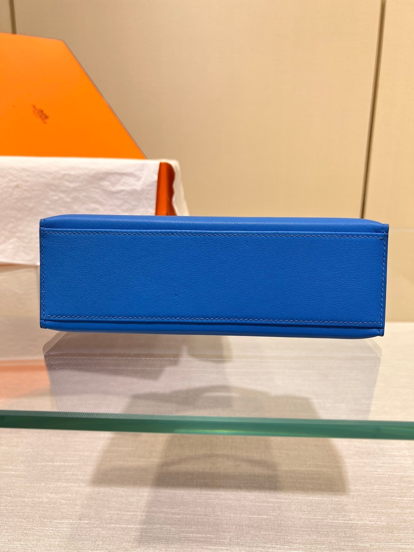 Pochette HM Kelly 22 cm Bleu Swift Quincaillerie argentée