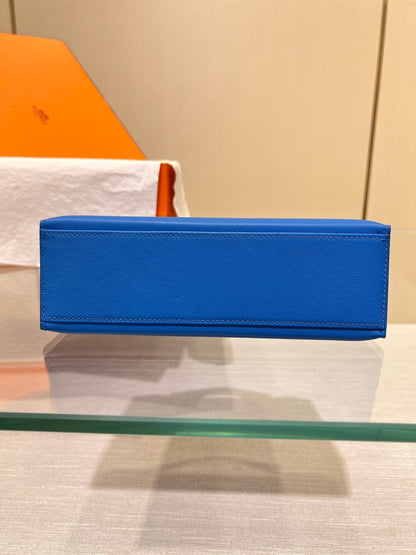 Pochette HM Kelly 22 cm Bleu Swift Quincaillerie argentée