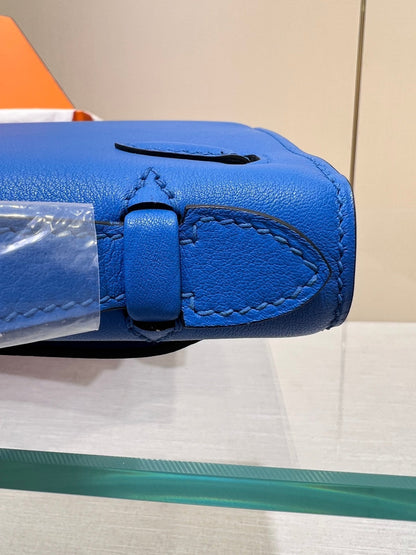 Pochette HM Kelly 22 cm Bleu Swift Quincaillerie argentée