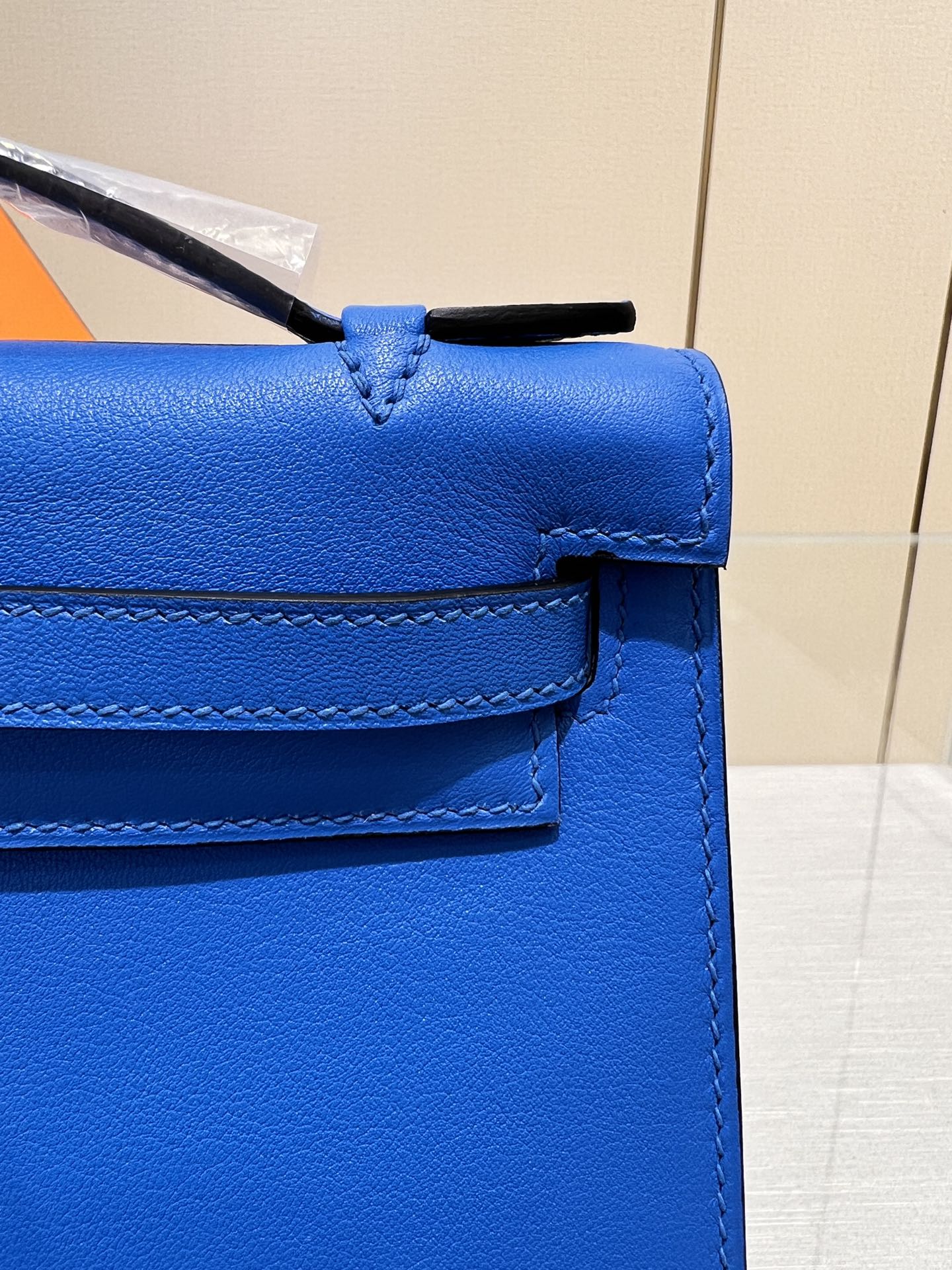 Pochette HM Kelly 22 cm Bleu Swift Quincaillerie argentée