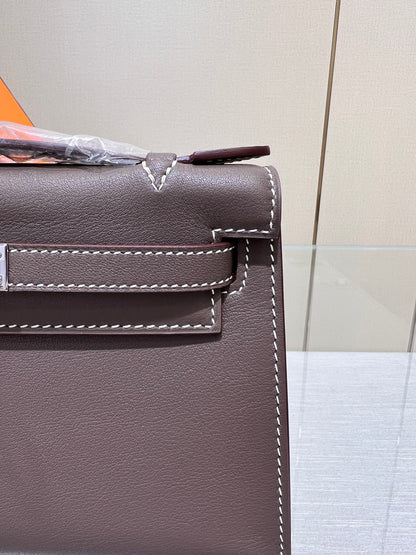 HM KELLY POCHETTE 22CM ETAN SWIFT QUINCAILLERIE ARGENTÉE