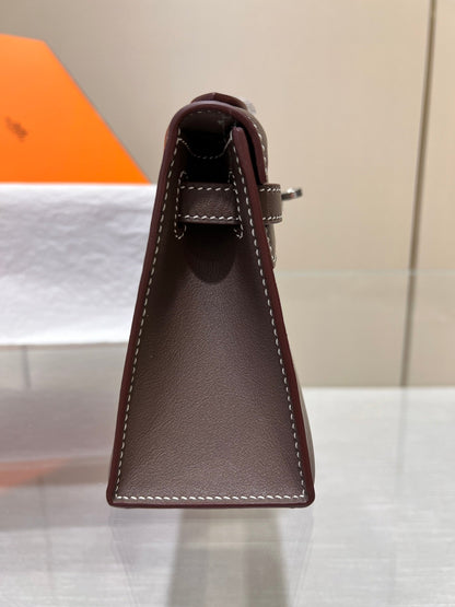 HM KELLY POCHETTE 22CM ETAN SWIFT QUINCAILLERIE ARGENTÉE