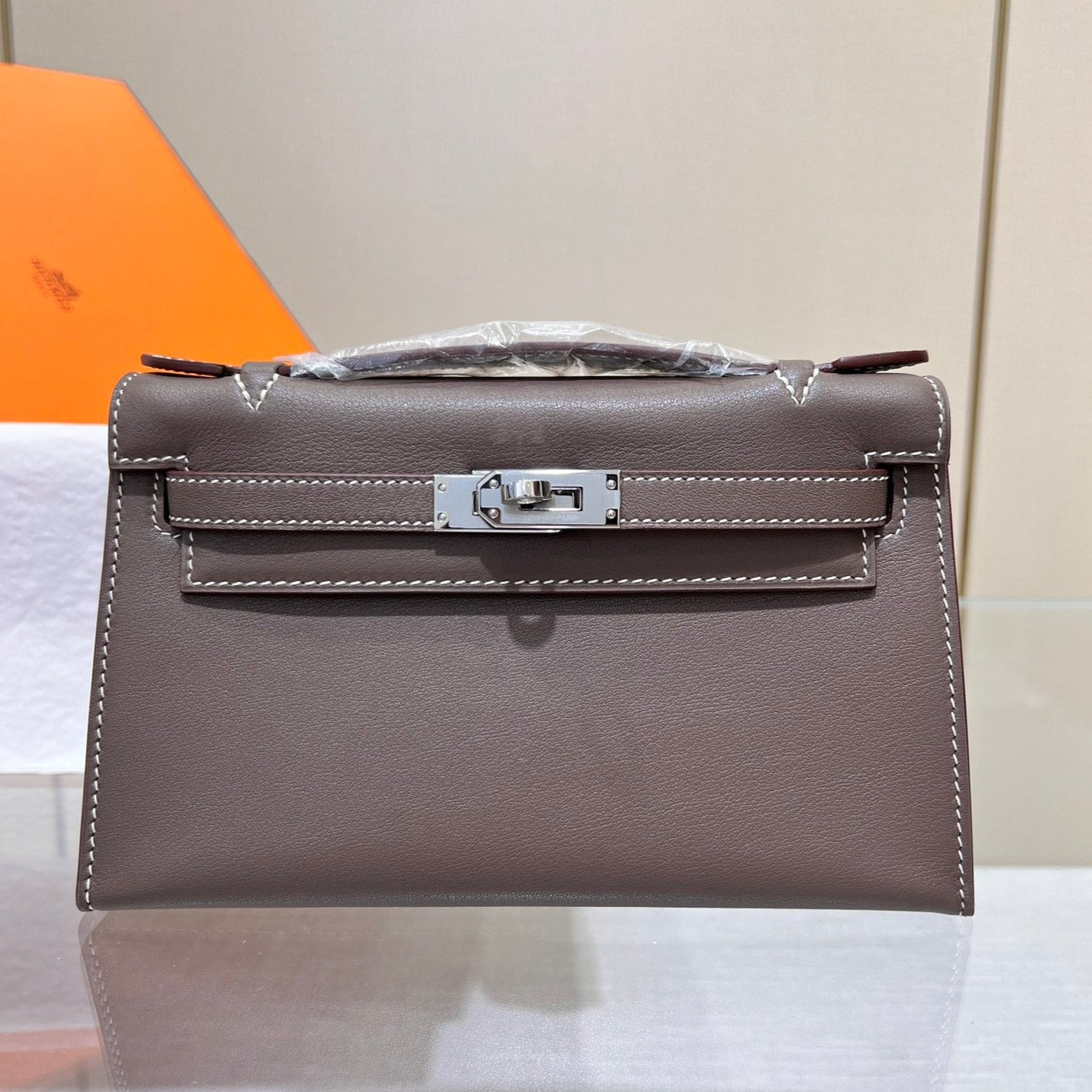 HM KELLY POCHETTE 22CM ETAN SWIFT QUINCAILLERIE ARGENTÉE
