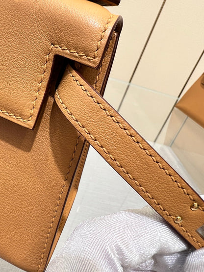 Pochette HM Kelly 22 cm Marron Swift Quincaillerie dorée