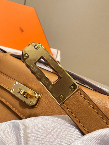 Pochette HM Kelly 22 cm Marron Swift Quincaillerie dorée