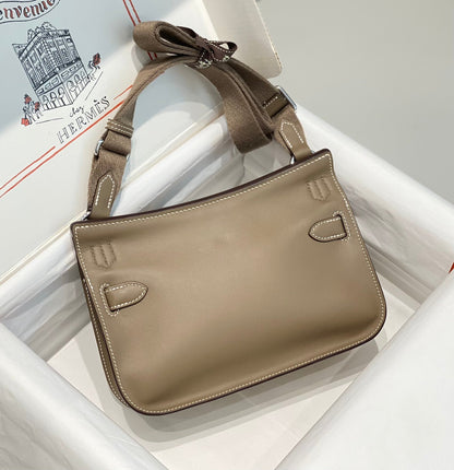 KELLY 23CM JYPSIERE BROWN LEATHER CROSSBODY BAG SHW