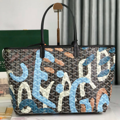 SAC SAINT LOUIS PM 34 EN TOILE GOYARDINE CAMOUFLAGE LETTRES BLEUES