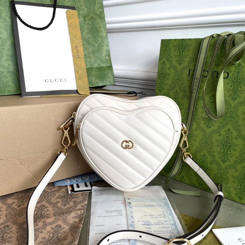 SAC MARMONT HEART 20 EN CUIR DE VEAU BLANC, QUINCAILLERIE DORÉ