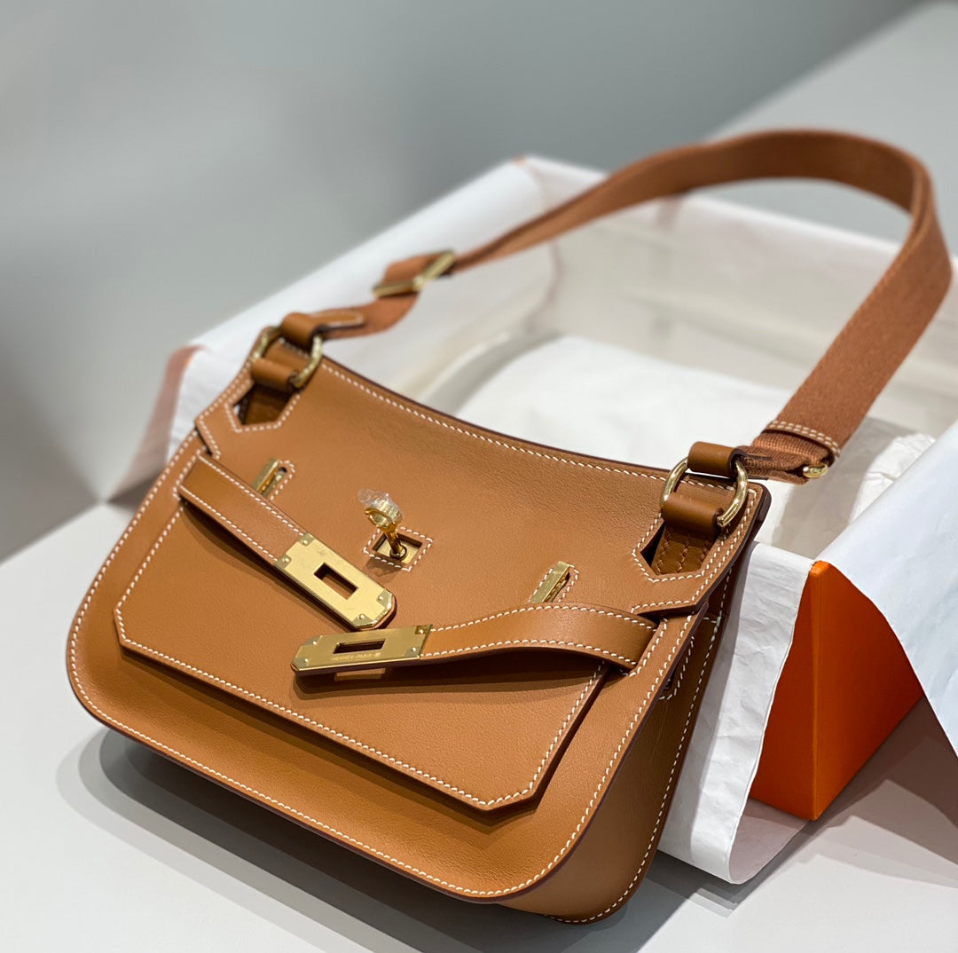 KELLY 23CM ジプシエール タン レザー クロスボディバッグ GHW