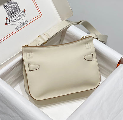 HM JYPSIÈRE MINI 23 CUIR DE VEAU CRÈME ACIER DORÉ
