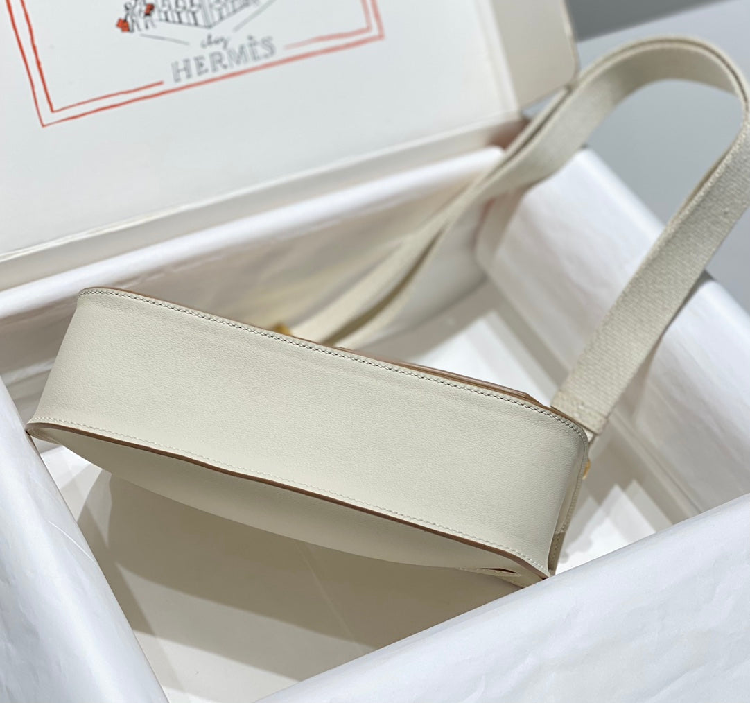 HM JYPSIÈRE MINI 23 CUIR DE VEAU CRÈME ACIER DORÉ