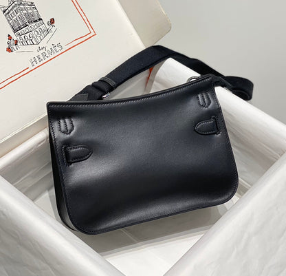 ケリー 23cm ジプシエール ブラックレザー クロスボディバッグ SHW