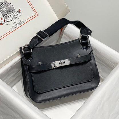 HM JYPSIÈRE MINI 23 CUIR DE VEAU NOIR ACIER ARGENTÉ